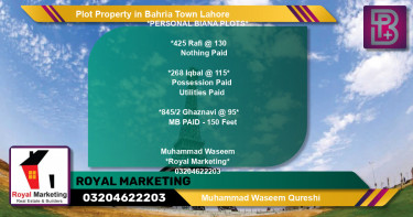 Residential Plot for Sale in Bahria Town, Lahore - (BP-71020)