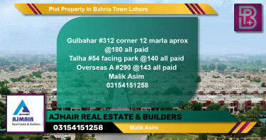 Residential Plot for Sale in Bahria Town, Lahore - (BP-71040)