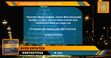 Residential Plot for Sale in Bahria Town, Lahore - (BP-71054)