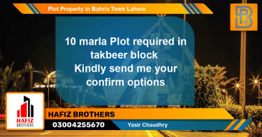 Residential Plot for Sale in Bahria Town, Lahore - (BP-71190)