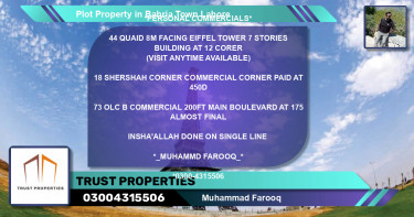 Commercial Plot for Sale in Bahria Town, Lahore - (BP-71247)