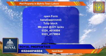 Residential Plot for Sale in Bahria Town, Lahore - (BP-71279)