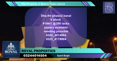 Residential Plot for Sale in Bahria Town, Lahore - (BP-71381)