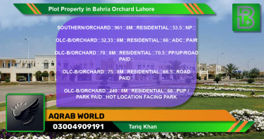 Residential Plot for Sale in Bahria Orchard, Lahore - (BP-71404)