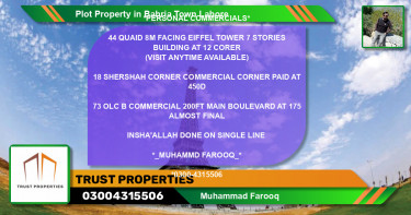 Commercial Plot for Sale in Bahria Town, Lahore - (BP-71436)
