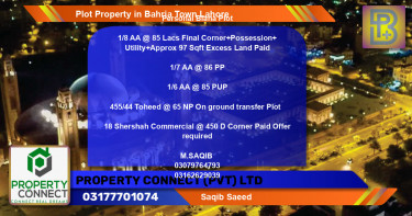 Commercial Plot for Sale in Bahria Town, Lahore - (BP-71446)