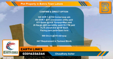 Residential Plot for Sale in Bahria Town, Lahore - (BP-71605)