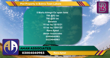 Residential Plot for Sale in Bahria Town, Lahore - (BP-72094)