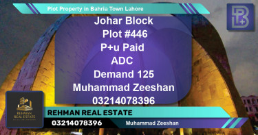 Residential Plot for Sale in Bahria Town, Lahore - (BP-72104)