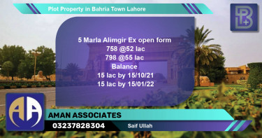 Residential Plot for Sale in Bahria Town, Lahore - (BP-72133)