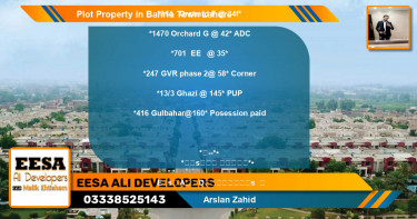 Residential Plot for Sale in Bahria Town, Lahore - (BP-72169)