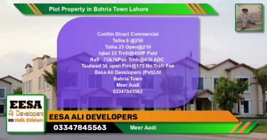 Commercial Plot for Sale in Bahria Town, Lahore - (BP-72324)
