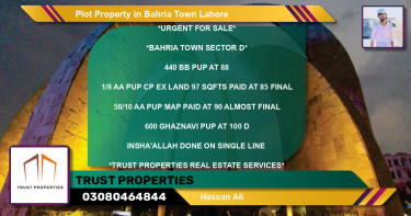 Residential Plot for Sale in Bahria Town, Lahore - (BP-72326)