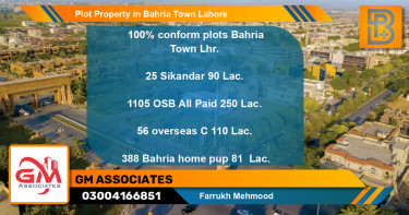 Residential Plot for Sale in Bahria Town, Lahore - (BP-72433)