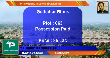 Residential Plot for Sale in Bahria Town, Lahore - (BP-72517)