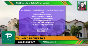Residential Plot for Sale in Bahria Town, Lahore - (BP-72542)