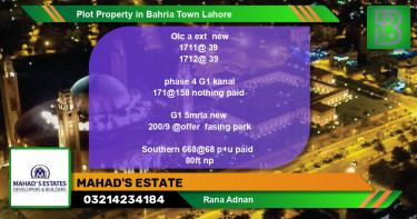Residential Plot for Sale in Bahria Town, Lahore - (BP-72555)