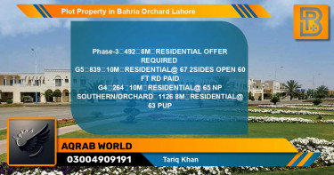 Residential Plot for Sale in Bahria Orchard, Lahore - (BP-72557)
