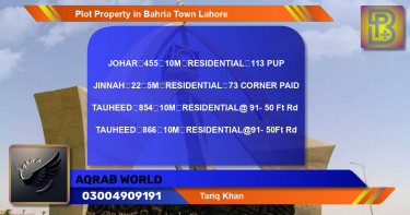 Residential Plot for Sale in Bahria Town, Lahore - (BP-72629)