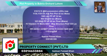 Residential Plot for Sale in Bahria Orchard, Lahore - (BP-72720)