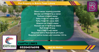 Residential Plot for Sale in Bahria Town, Lahore - (BP-72807)
