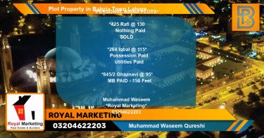Residential Plot for Sale in Bahria Town, Lahore - (BP-72817)