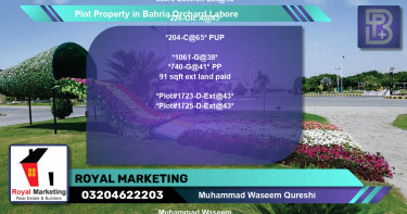 Residential Plot for Sale in Bahria Orchard, Lahore - (BP-72833)