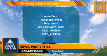 Residential Plot for Sale in Bahria Town, Lahore - (BP-72862)