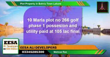 Residential Plot for Sale in Bahria Town, Lahore - (BP-72900)