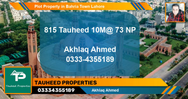 Residential Plot for Sale in Bahria Town, Lahore - (BP-72979)