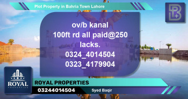 Residential Plot for Sale in Bahria Town, Lahore - (BP-73107)