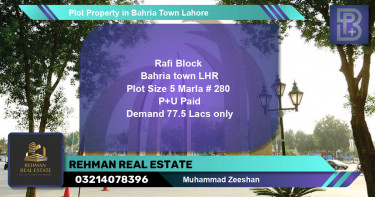 Residential Plot for Sale in Bahria Town, Lahore - (BP-73140)