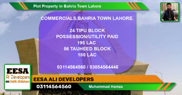 Commercial Plot for Sale in Bahria Town, Lahore - (BP-73165)