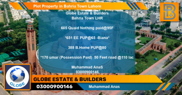Residential Plot for Sale in Bahria Town, Lahore - (BP-73177)