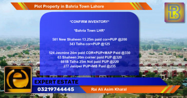 Residential Plot for Sale in Bahria Town, Lahore - (BP-73348)