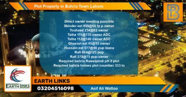 Residential Plot for Sale in Bahria Town, Lahore - (BP-73401)
