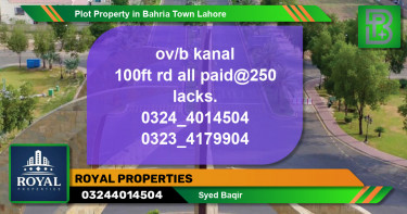 Residential Plot for Sale in Bahria Town, Lahore - (BP-73459)