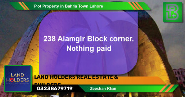 Residential Plot for Sale in Sector F - Alamgir Block -  Bahria Town, Lahore - (BP-73820)