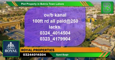 Residential Plot for Sale in Bahria Town, Lahore - (BP-74067)
