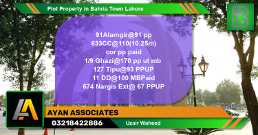Residential Plot for Sale in Bahria Town, Lahore - (BP-74130)
