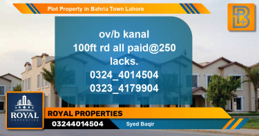 Residential Plot for Sale in Bahria Town, Lahore - (BP-74317)