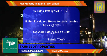 Residential Plot for Sale in Bahria Town, Lahore - (BP-74354)