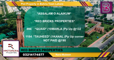 Residential Plot for Sale in Bahria Town, Lahore - (BP-74678)
