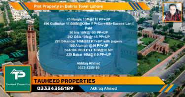 Residential Plot for Sale in Bahria Town, Lahore - (BP-74704)