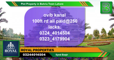 Residential Plot for Sale in Bahria Town, Lahore - (BP-74709)