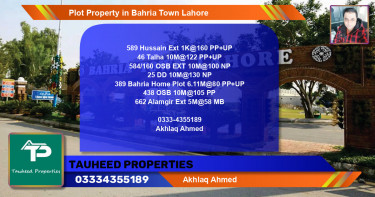 Residential Plot for Sale in Bahria Town, Lahore - (BP-74711)