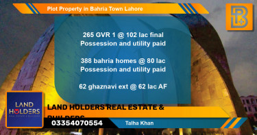 Residential Plot for Sale in Bahria Town, Lahore - (BP-74928)