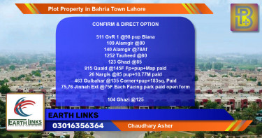Residential Plot for Sale in Bahria Town, Lahore - (BP-75072)