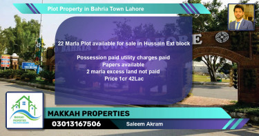 Residential Plot for Sale in Bahria Town, Lahore - (BP-75362)