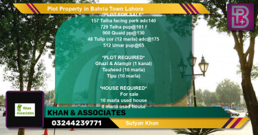 Residential Plot for Sale in Bahria Town, Lahore - (BP-75372)